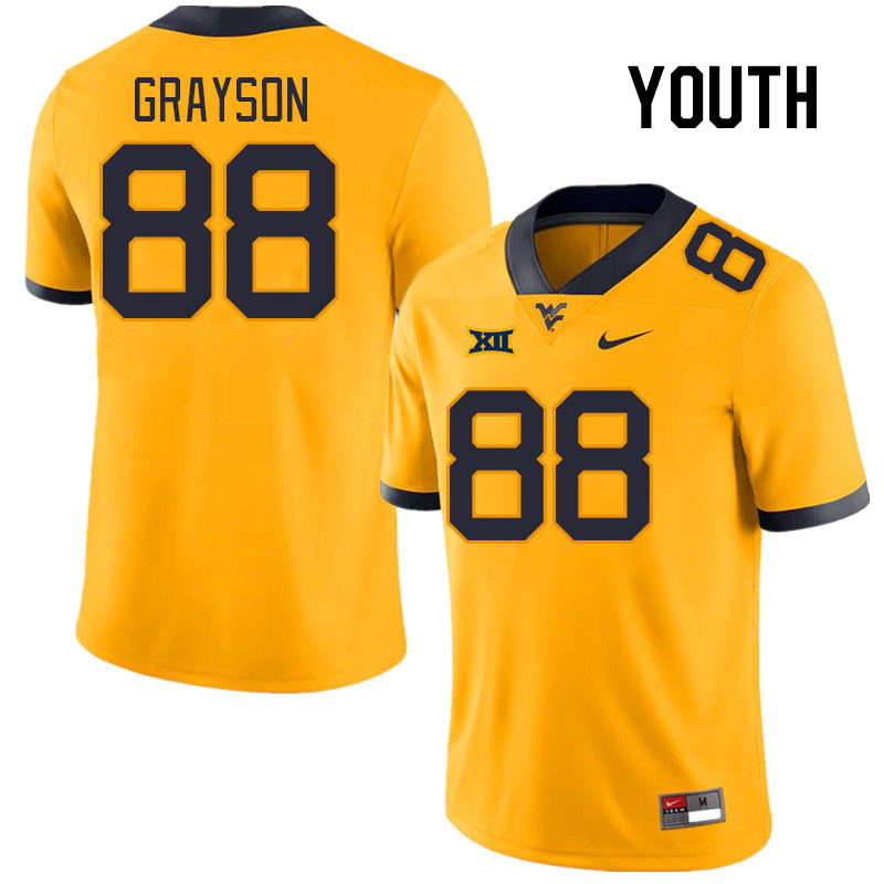 Youth #88 Donovan Grayson West Virginia Mountaineers College Football Jerseys Stitched Sale-Gold